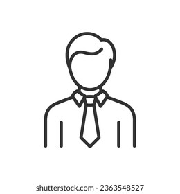 Man in a tie, linear icon. Line with editable stroke