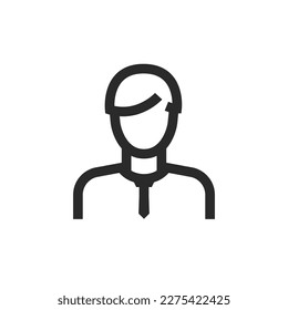 Man with the tie, linear style icon. Avatar. Editable stroke width