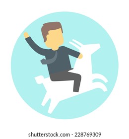 Man in tie on goat.