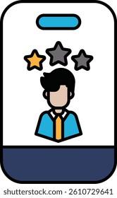 A man with a tie and a star on his head. The man is wearing a blue shirt and a blue tie