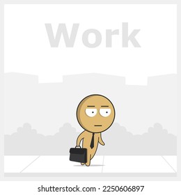 Man with tie and suitcase goes to work
