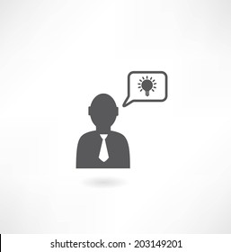 man with tie thinks about ideas icon