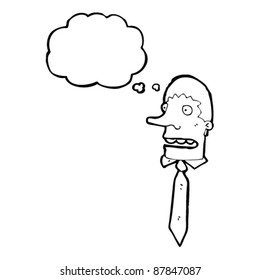 man in tie with thought bubble