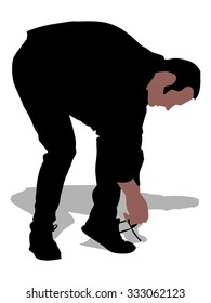 man tied laces, vector 