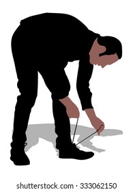man tied laces, vector 