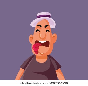 
Man with Tied Tongue Vector Cartoon Illustration. Adult person with speech disorder having difficulties in communicating
