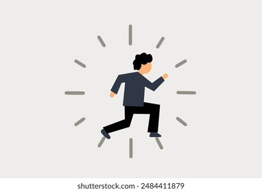 Man and time race, time management illustration