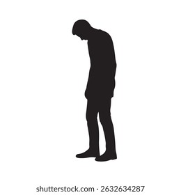 Homem Cansado silhueta vetor projeto de ilustração plana.