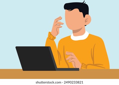A man is tired of thinking about his work