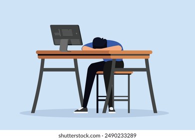 A man is tired at work