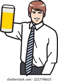 Un hombre tostando con cerveza.