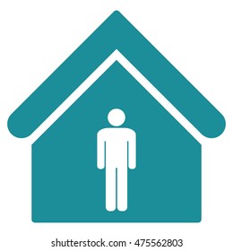 Man Toilet Building icon. Vector style is flat iconic symbol, soft blue color, white background.