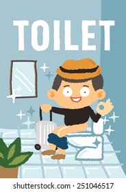 Man in the toilet - freehand drawing vector Illustration