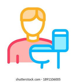 Man And Toilet Icon Vector. Outline Man And Toilet Sign. Isolated Contour Symbol Illustration