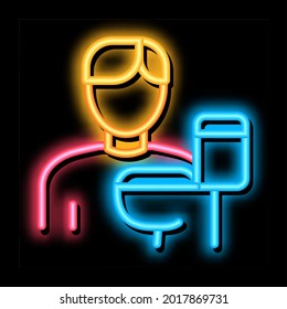 Man And Toilet neon light sign vector. Glowing bright icon Man And Toilet sign. transparent symbol illustration