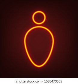 Man - toilet, restroom. Yellow, orange, red neon icon at dark reddish background. Illumination. Illustration.