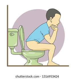 man in toilet vector illustration isolated  cartoon background