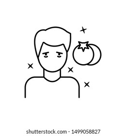 Man, tomatoes, allergy icon. Element of allergy icon