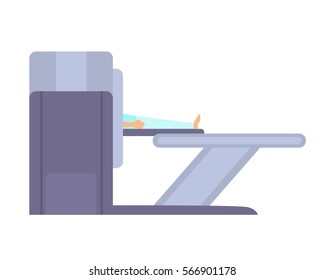 Man in tomography scanner. Magnetic resonance imaging. Vector illustration
