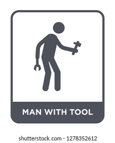 man with tool icon vector on white background, man with tool trendy filled icons from Behavior collection, man with tool vector illustration