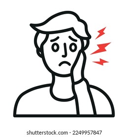 Man with toothache on white background