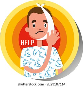 man with toothache pain with band around his head 
