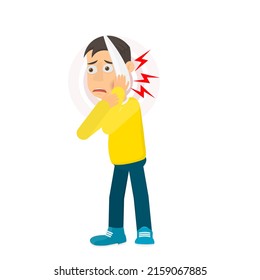 Man with a toothache. Pain, vector illustration
