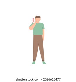 a man with toothache or swollen cheeks. people have goiter, a disease of the face. the expression on the face of the person who was in pain. flat style. vector design element
