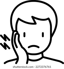 Man with toothache thin line icon. Modern vector illustration.