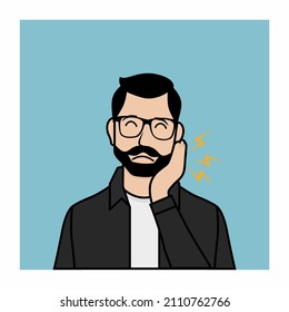 Man With Toothache Vector Illustration