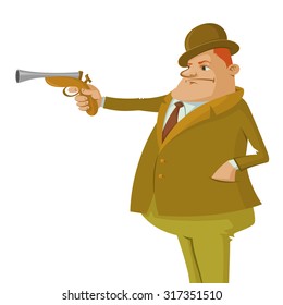 Man in top hat with dueling pistol