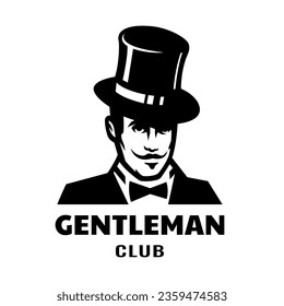 A man in a top hat. Gentleman club logo.
