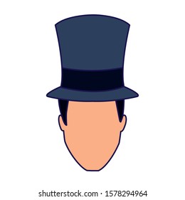 man with top hat icon over white background, vector illustration