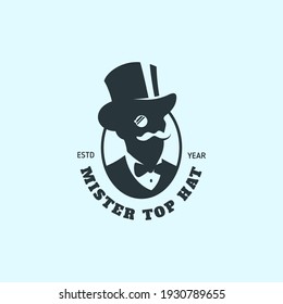 Man Top Hat Monocle Logo Design Stock Vector (Royalty Free) 1930789655 ...