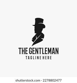 Man With Top Hat Silhouette Black Design Element Fashion Gentlemen Vector Design