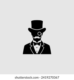 man top hat suit tuxedo monocle mustache