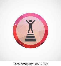 man top on stairs icon, on white background
