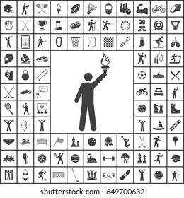 Man with Torch icon. Sport set of icons