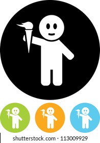 Man with Torch - Vector icon isolated