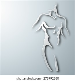 Man torso on gray background. Paper design