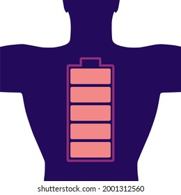 Man Torso Silhouette And Full Charged Battery