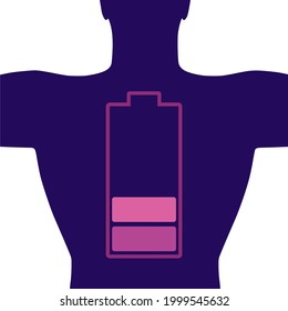 Man Torso Silhouette And Low Charged Battery