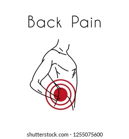 Man touching back in pain area. Backache illustration for medicine or presentation