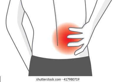 Man touching his back in pain area. This illustration about health care of adult and older.