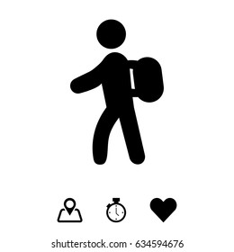 man tourist with a backpack goes icon vector