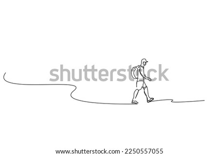 man tourist nature walk hike trekking lifestyle line art