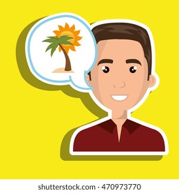 man tourist travel beach vacation vector illustration eps 10
