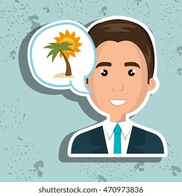 man tourist travel beach vacation vector illustration eps 10