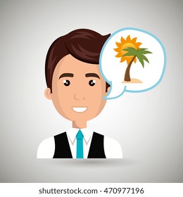 man tourist travel beach vacation vector illustration eps 10