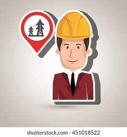 man with tower energy isolated icon design, vector illustration  graphic 